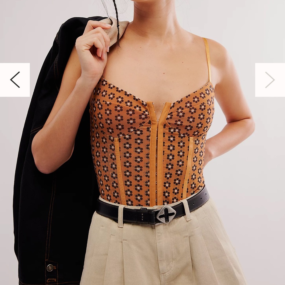 FREE PEOPLE Night Rhythm Printed Bodysuit